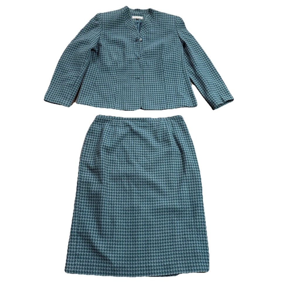 Womens Anna Carole 16 2pc Lined Business Suit Skirt Blazer 100% Silk - Picture 15 of 16